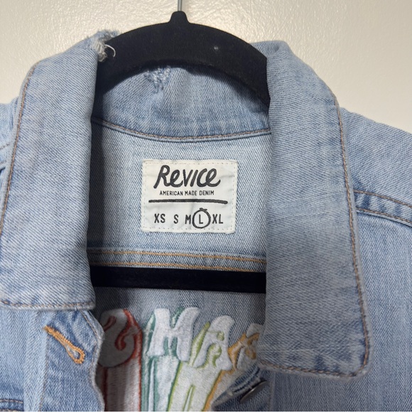REVICE Light Blue Denim Jacket with Rainbow 'Dream State' Back Patch - Picture 5 of 7
